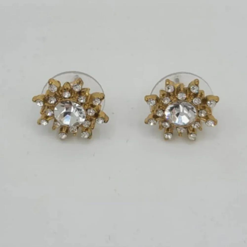 J Crew Sunburst or Snowflake Stud Crystal Earrings
